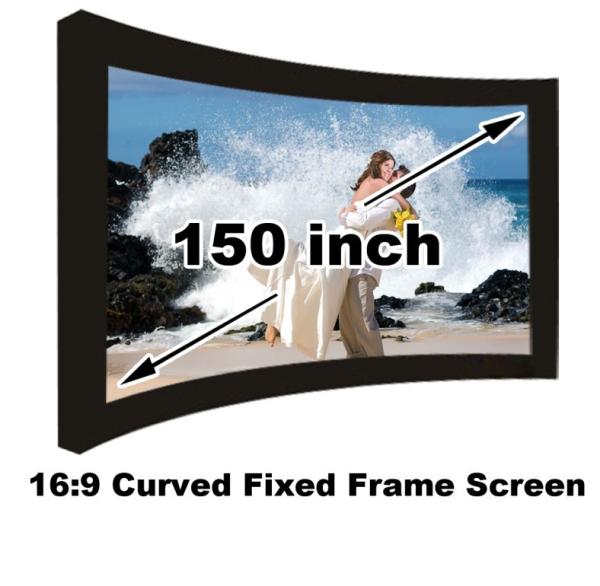 Best Seller Home Cinema Projection Screen 150 Inch Diagonal 16:9 3D Curved Fixed