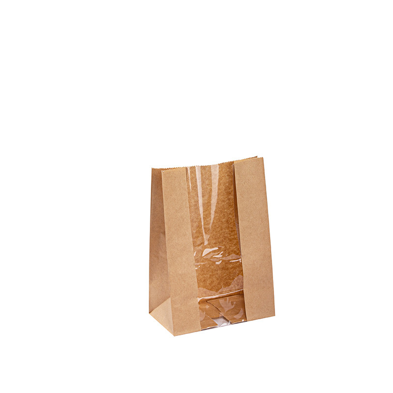 Custom Kraft Paper Bags With Clear Window 8 Color Waterbased Ink Printing
