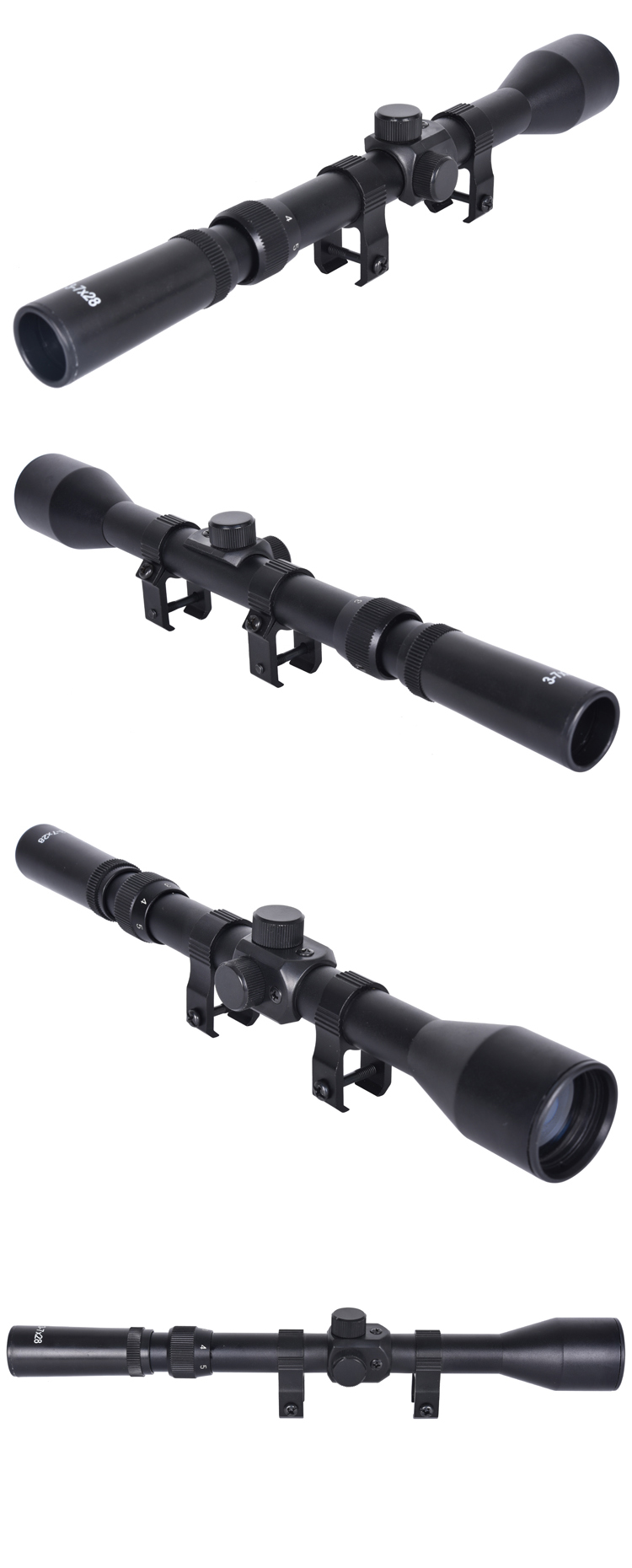 3-7x28 High Power Optics Scope for Hunting and Tactical Shooting in Black/Camouflage
