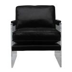 SGS Defaico Black Genuine Leather Chair With Acrylic Frame