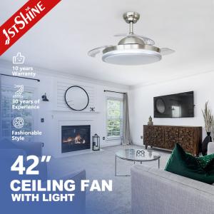 Quality LED Retractable Ceiling Fan Light 3 Speed Remote Control Modern wholesale