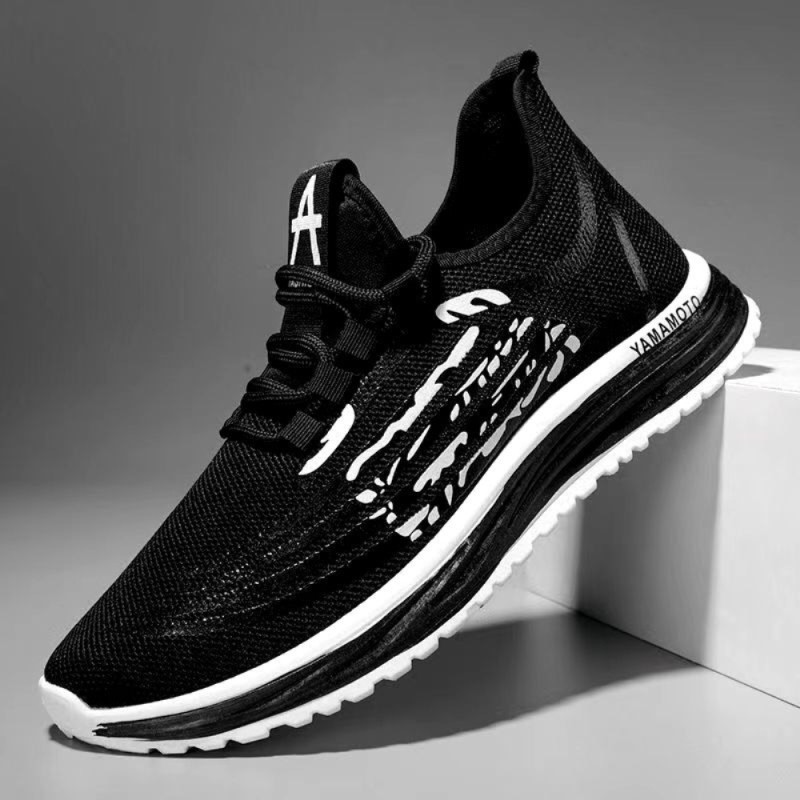 Black cool Men's Flyknit Sport Shoes Knitted Upper sample free