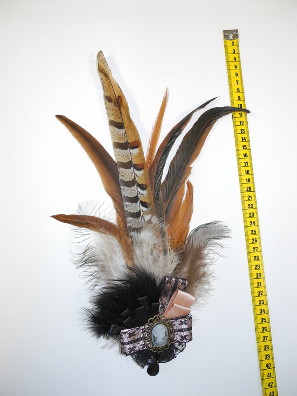 10x40cm Hat Decoration Feather Brooch Pin , Feather Hat Pin With Accessory