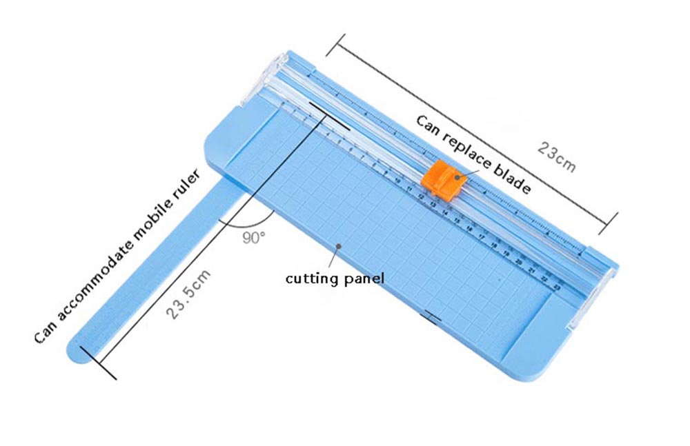 Blue Mini Slide Paper Cutter with Ruler Cutting Thickness 10 Sheets of 80g Printing Paper