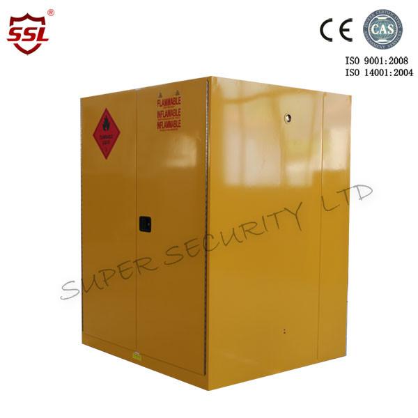 Customized Metal Chemical Storage Cabinet Paint Yellow With Leak-Proof Sump &