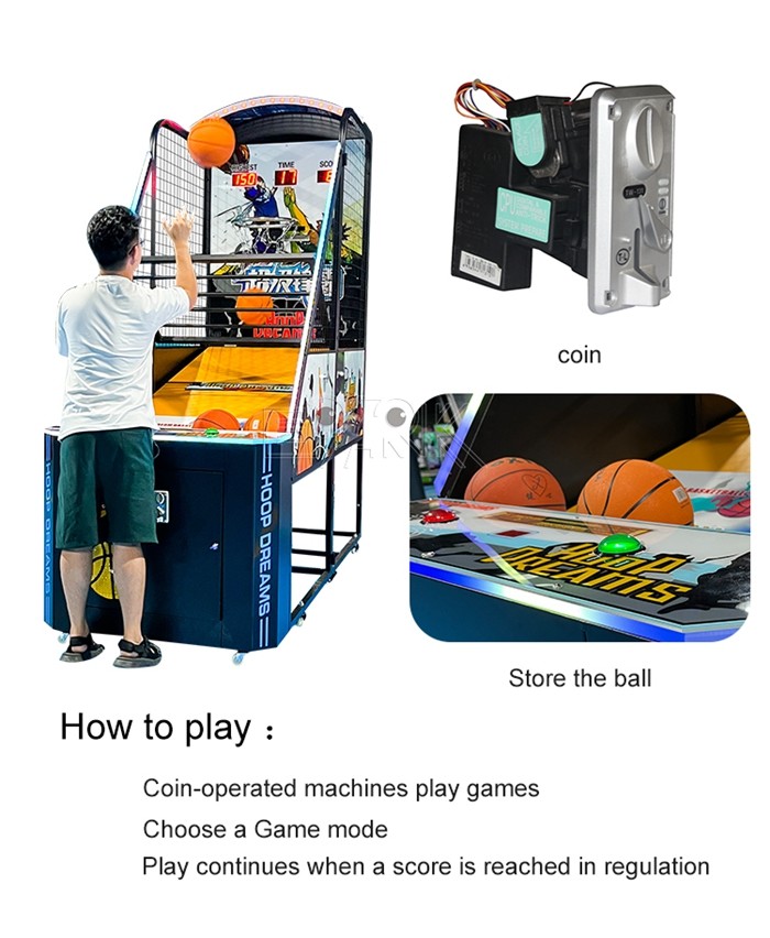 Indoor Hoop Dreams Arcade Basketball Game Machine Automatic Out Ball Games
