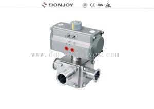 Quality Sanitary Three way non retention Ball Valve with Aluminium Pneumatic wholesale