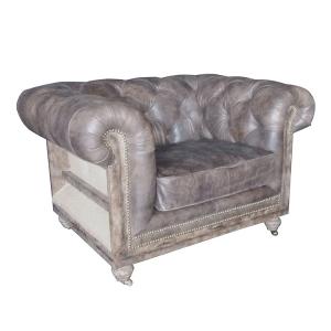 Quality Deconstructed 19 Century Vintage Leather Sofas Chesterfield Chair With Wheels wholesale