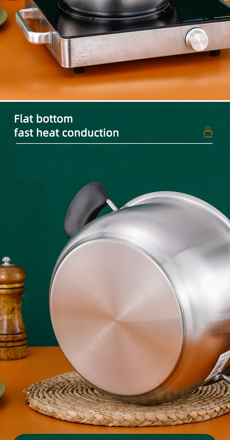 Wholesale Top Seller Double Bottom Induction Stew Pot Shabu Pot Stainless Steel Cooking Stock Soup Pot