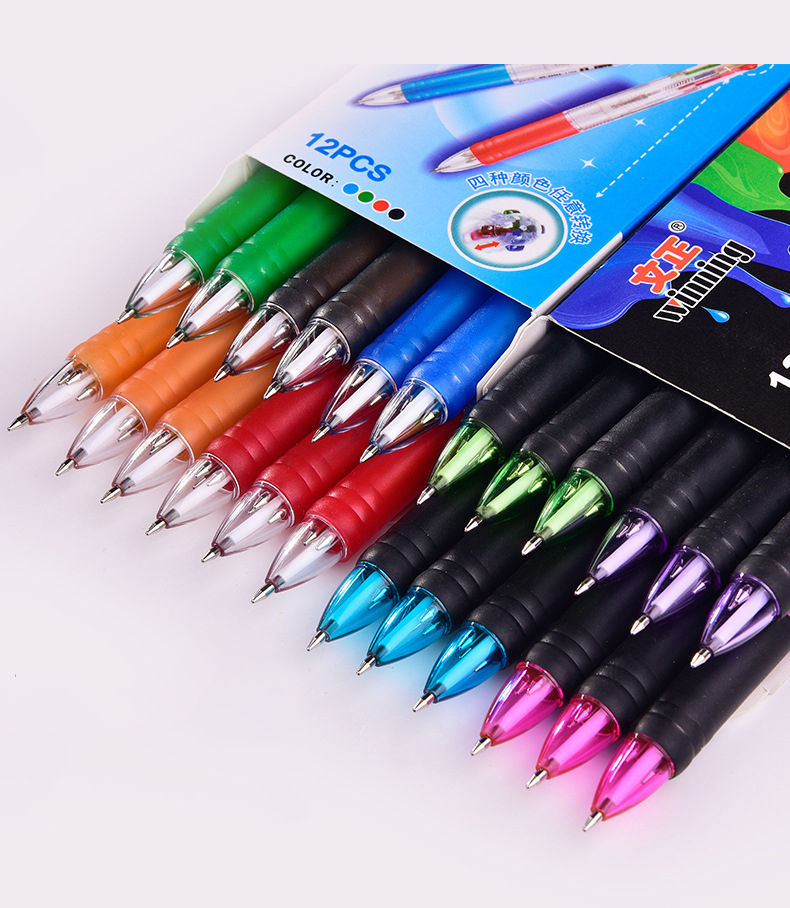 OEM/ODM Acceptable 4 Color 0.7mm Plastic Transparent Shuttle Pens for Office Writing