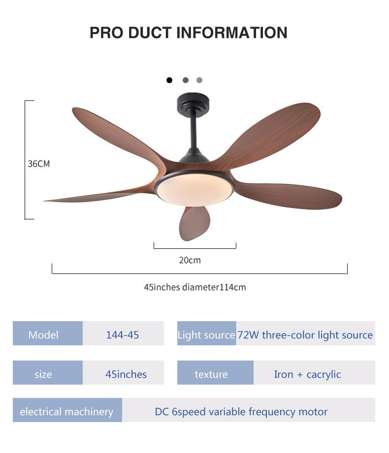 Led Ceiling Fan 5 ABS Blades Silent Motor LED Lighting Smart Ceiling Fan With Remote