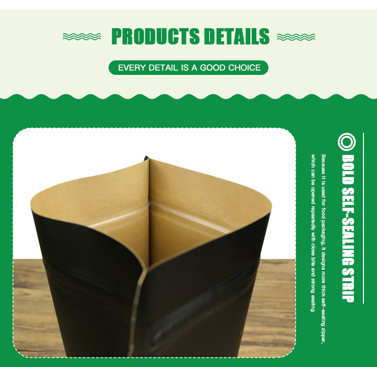 Custom Logo Black Plastic Polybag Food Package with Window Gravure Printing Size Optional