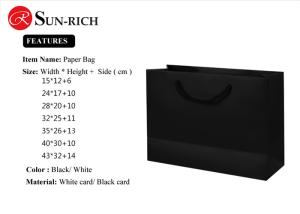 Quality Custom Carrier Printed Black White Paper Shopping Bags / Recycled Paper Bags wholesale