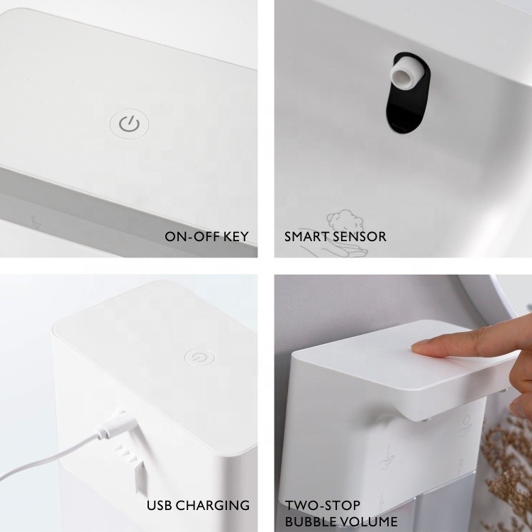 White Rechargeable Sensor Soap Dispenser 600ML Polypropylene Automatic