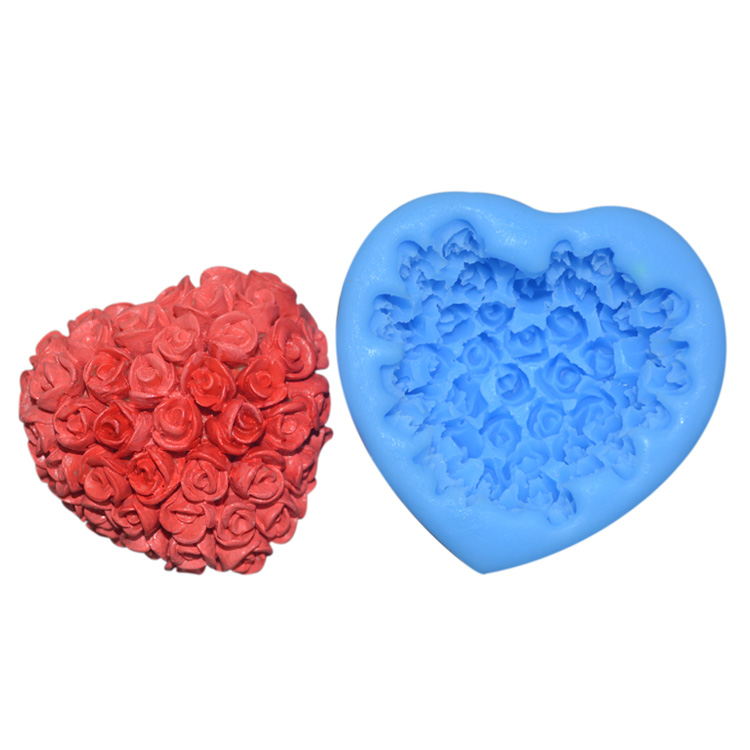 Food Grade Silicone Baking Utensils Fondant Cake Heart Rose 3d Silicone Mold