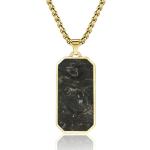 Rectangle Men's Forged Carton Fiber Pendant Cross Stainless Steel Plated 14k