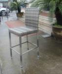 Hand-Woven Grey Rattan Bar Set , Resin Wicker Patio Bar Furniture