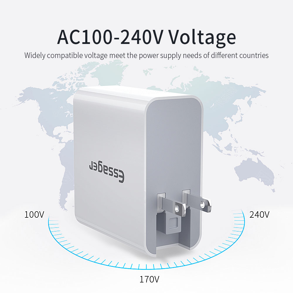 Essager 2021 Earl High-quality Essager 48W PD Charger 4 Port Wall Charger QC3.0 Wall Charger UK US Adapter