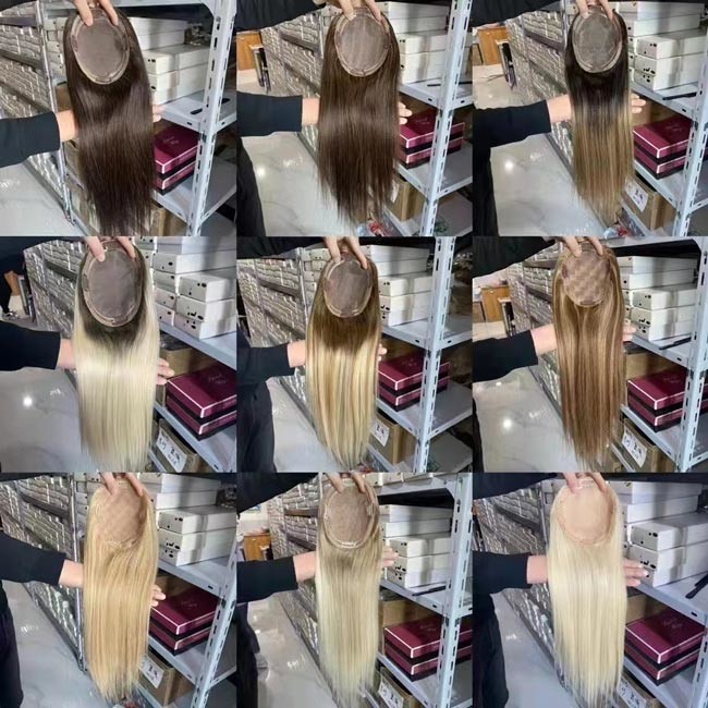 Natural Real Remy Mono Thin Women'S Toupee Wigs Human Hair With Bangs