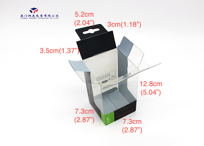 PET Box Clear Window Custom Printed Plastic Boxes With Hang Hole 7.3X7.3X12.8cm