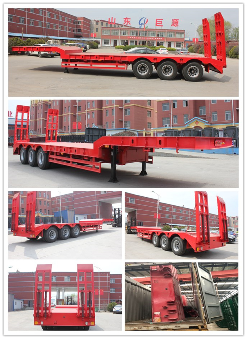Tri Axles Gooseneck Extendable Width and Length Low Bed Semi-Trailer for Heavy Loads