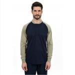 Navy FR Henley Shirt Welding With Knitted Interlock Fabric