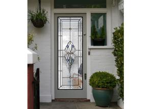 Quality Polished Wrought Iron Glass Double Entry Doors Firm Type Iron Mosaic Glass Thickness 30Mm wholesale