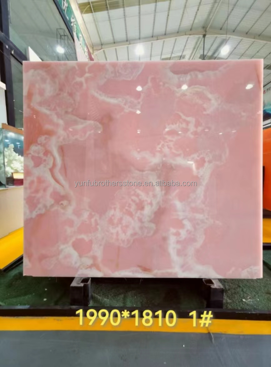 Natural Stone Backlit Pink Onyx Translucent Stone Slab for Modern Table and Batutub