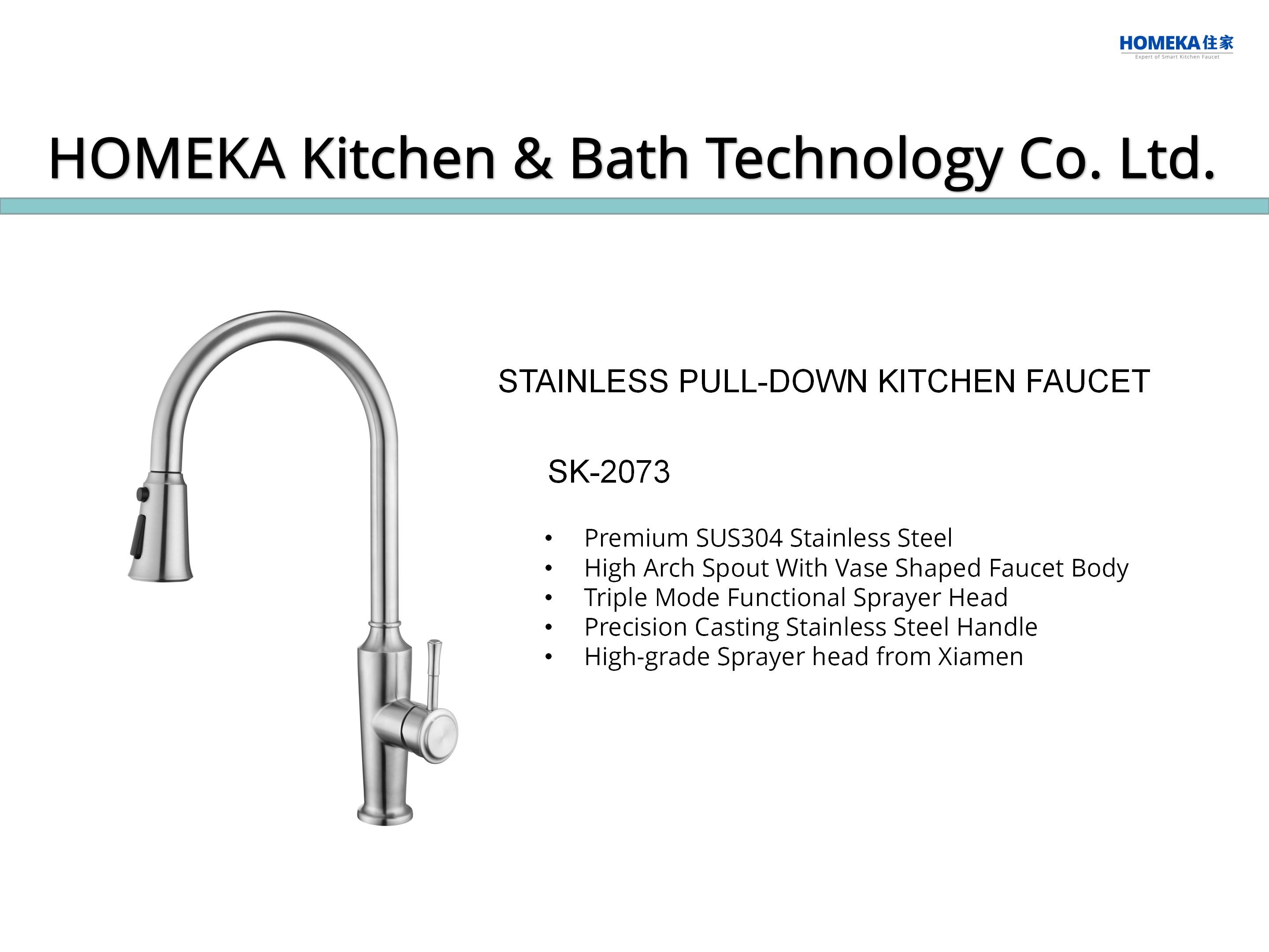Pex Hose Pull Down Kitchen Faucet Brushed Nickel Touchless SUS304 HOMEKA