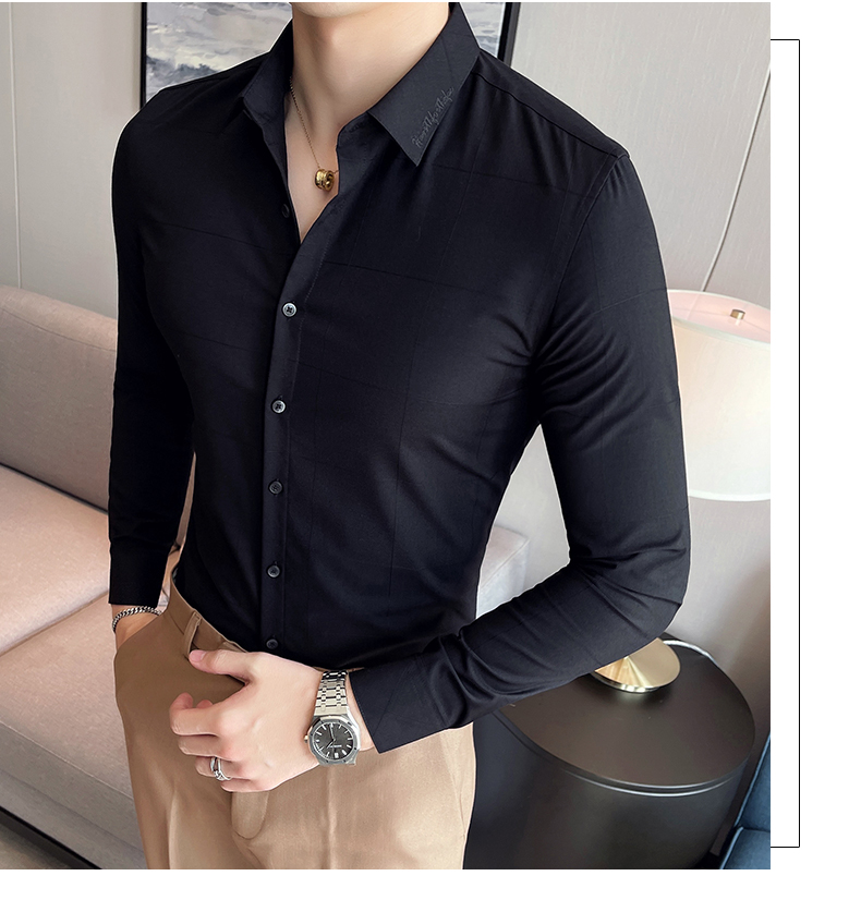 Long Sleeves Formal Slim Fit Shirt Top for Adult Men Sustainable and Solid Color
