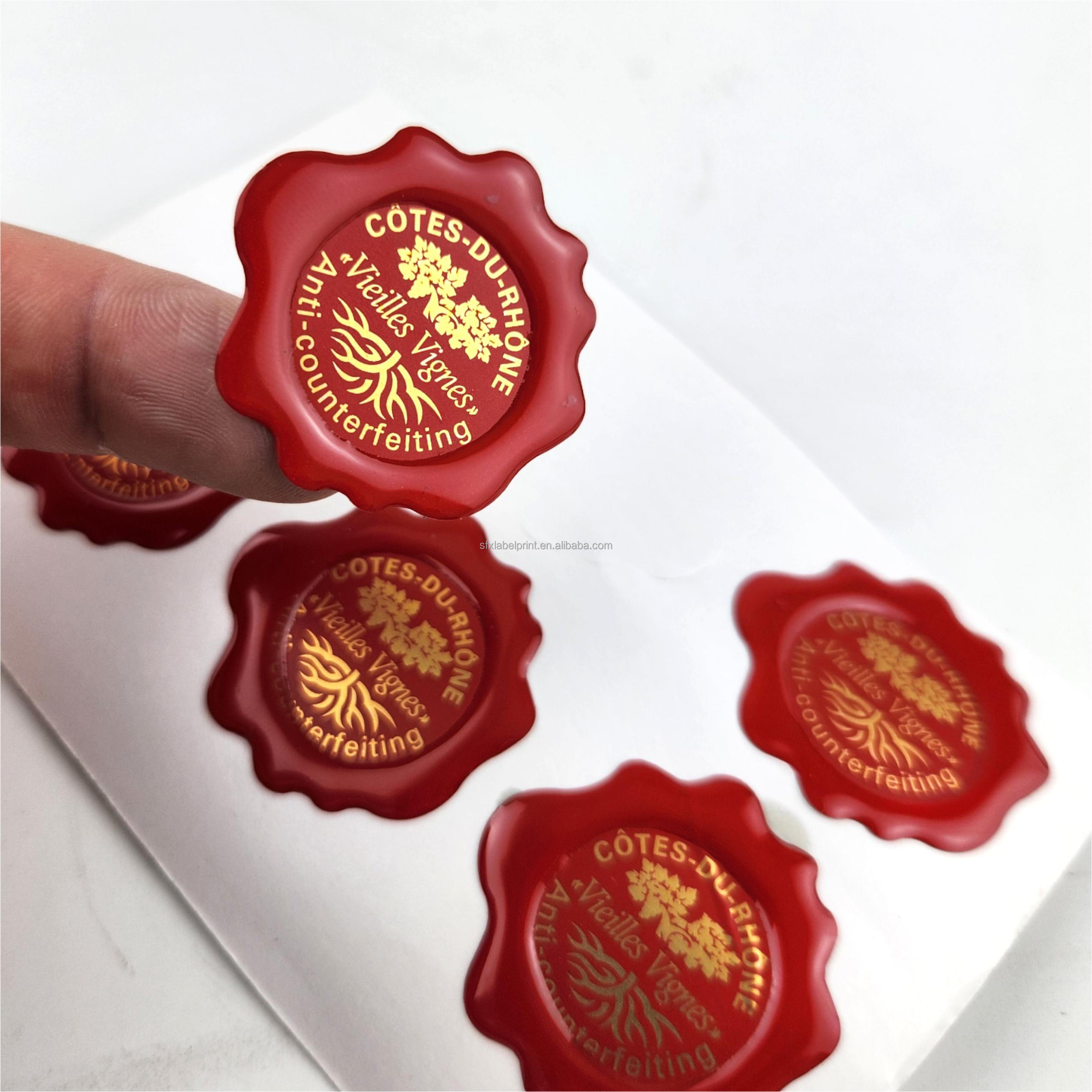 Gold Logo Epoxy Stickers Sealing Wax Seal Stickers For Envelopes