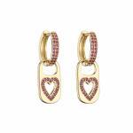 OEM Rainbow Heart Gold Pendant CZ Gold Plated Hoop Earrings
