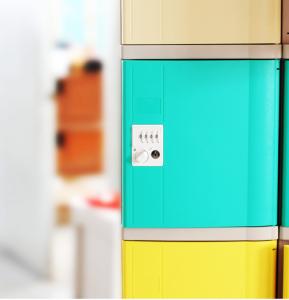 Quality Keyless ABS Plastic Lockers Green Door 4 Comparts 1 Column For Students wholesale