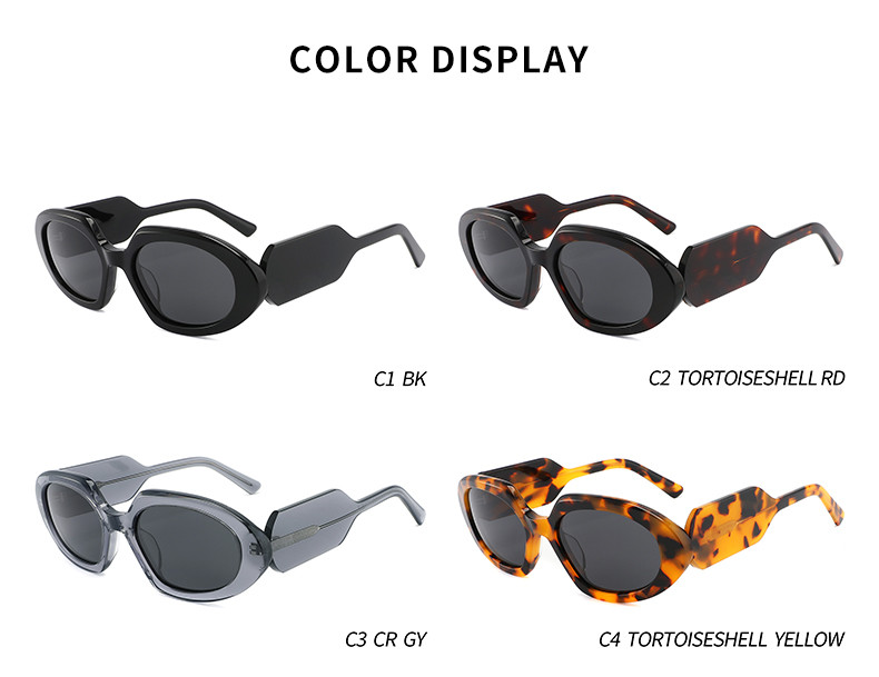 Black Goggles Sunglasses Women Men Retro Oval Acetate Sunglasses For Uv400 Protection