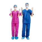 Medical Disposable Scrub Suits Non Woven Fabric V Collar Short Sleeve