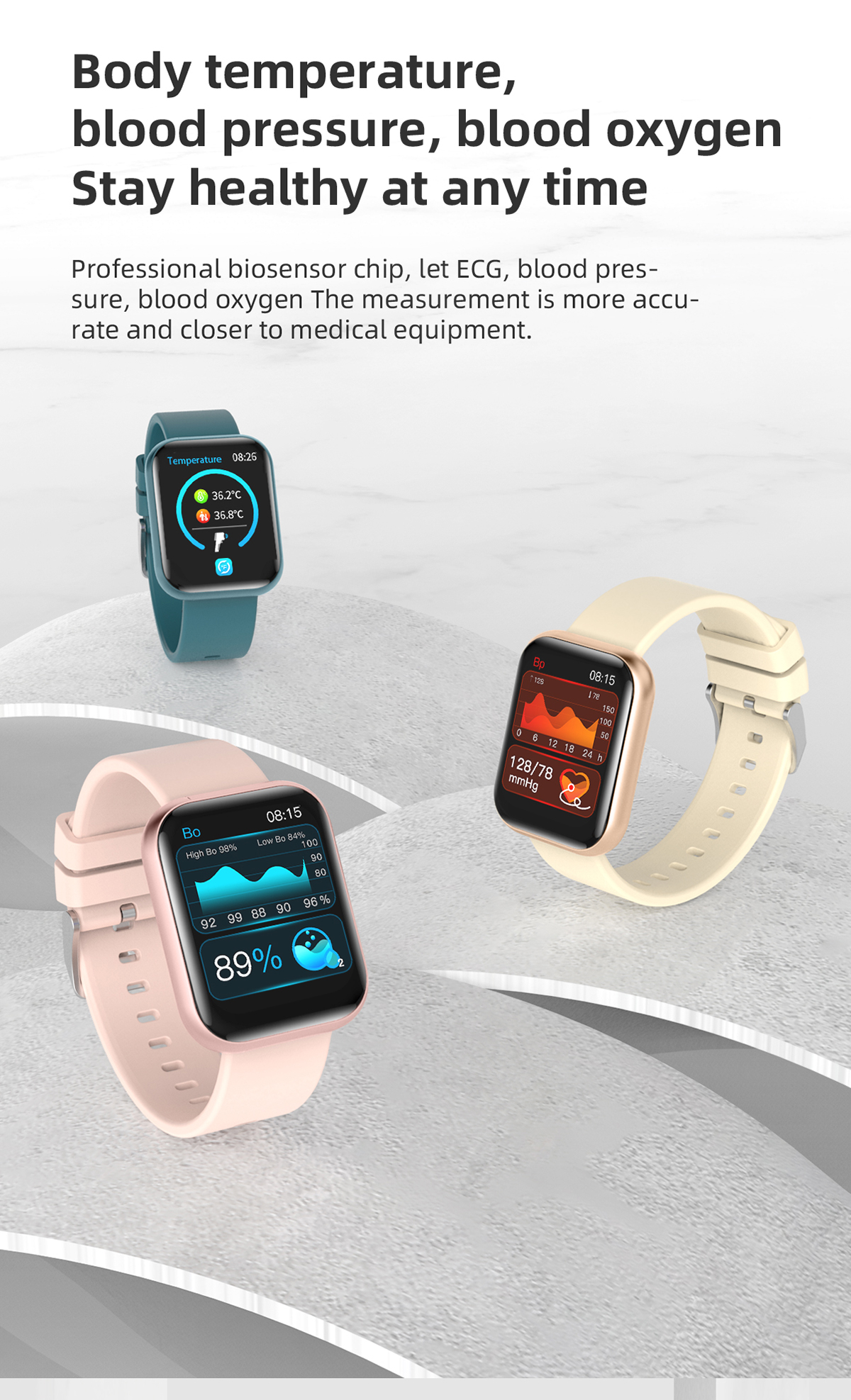 Square 1.28Inch Full Touch Smartwatch Fitness With Weather Display