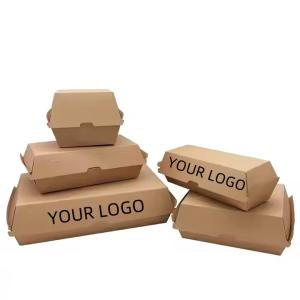 Quality Wholesale Customized Takeaway Burger Boxes Eco-friendly And Recyclable Kraft Paper wholesale