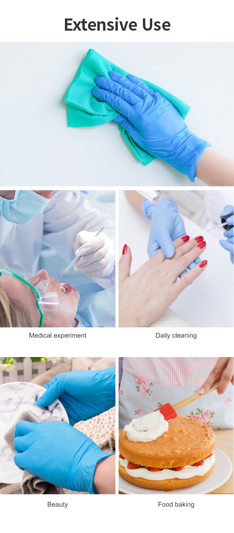 Sterile Disposable Surgical Gloves Nitrile Latex 9 - 12 Inches High Elasticity