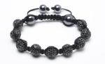 Shamballa Bracelet, Magnetic Hematite Rounds, Black Crystal Pave Gun Black