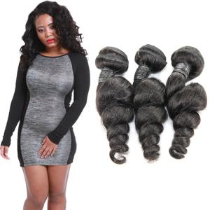 Quality Genuine 100 Loose Curly Hair Extensions , Loose Wave Weave Human Hair wholesale