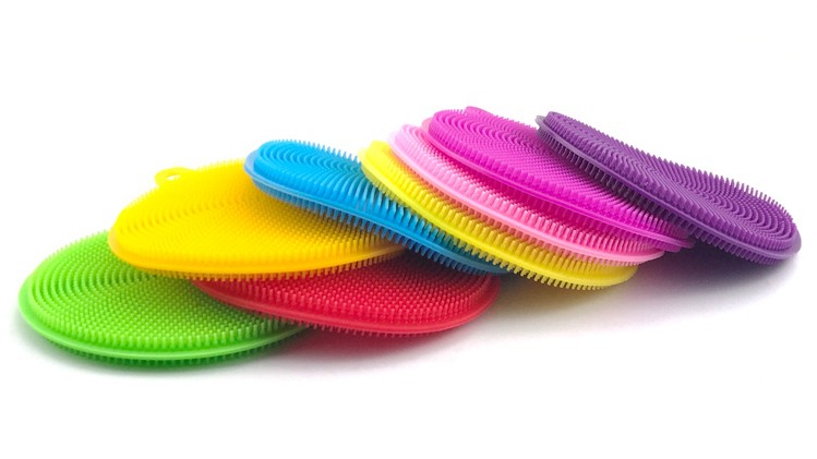 Flexible Bristles Silicone Kitchen Brush Sponge Reach Almost Any Corner