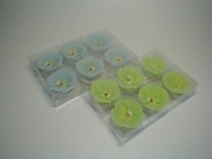 Quality Blue green and orange paraffin material pansy flower candle handmade color drawing wholesale