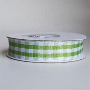 Quality Fancy 16MM Satin Ribbon , Narrow Woven Colored Checkered Wired Ribbon wholesale