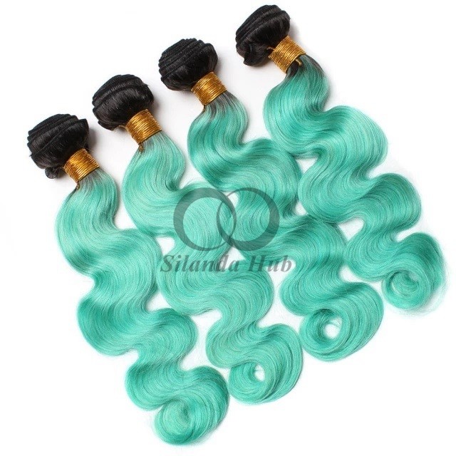 #T1B/Green Body Wave Remy Human Hair Bundles Sew In Weave Bundles Brazilian Bundle Deals
