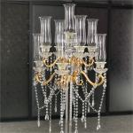ZT-267G New wedding gold tall crystal candelabra centerpieces