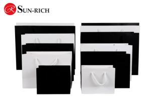 Quality Custom Logo Pure Cotton Rope Handle Black or White Paper Bag wholesale