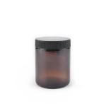 1 - 8 Oz Amber Glass Jars , Round Amber Glass Cosmetic Jars With Metal / Plastic