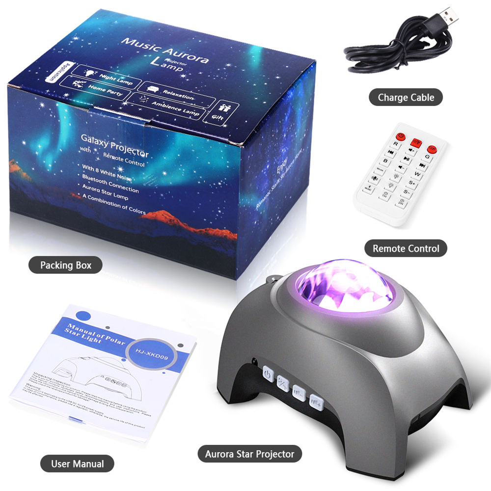 Amazon Best Selling Bedroom Aurora Galaxy Star Projector Night Light With Speaker and White Noise