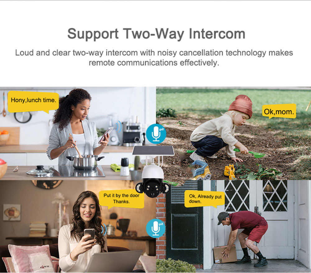 3MP Home Security Camera Full Color Night Vision PIR Motion 4G Sim Card Camera