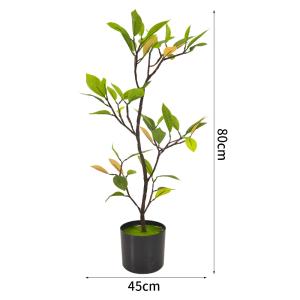 Quality 80cm Artificial Landscape Trees With Black Pot Preserved Moss Consise Style Green Yellow Leaves wholesale
